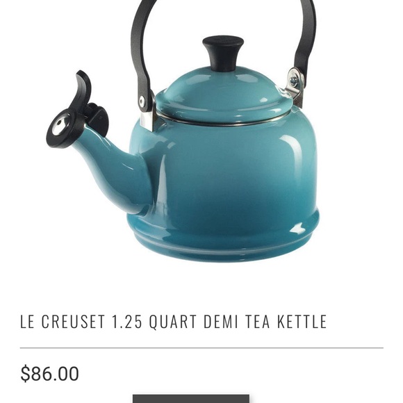 Le Creuset Classic Demi Stovetop Kettle Caribbean Blue Carbon Steel Porcelain - Picture 8 of 10